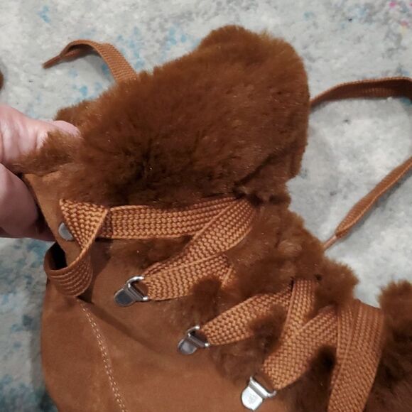 Steve Madden Wharton Suede Wedge Fur Boots Size 9 - Picture 11 of 14